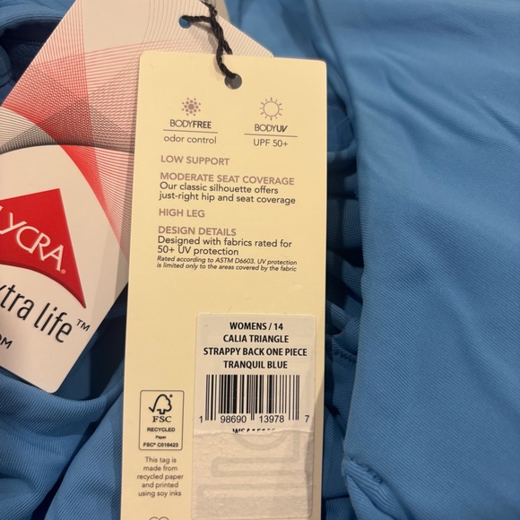 CALIA Women's Swim Triangle Strappy Back One Piece NWT - Picture 10 of 10